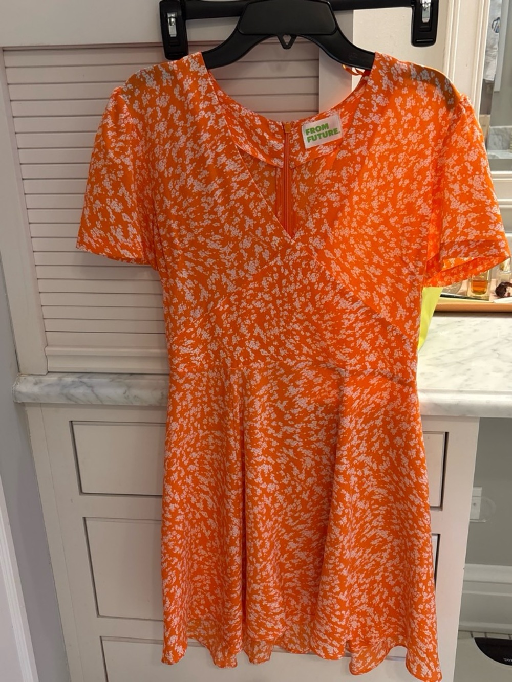 Girls' Orange Floral Fit-and-Flare Dress